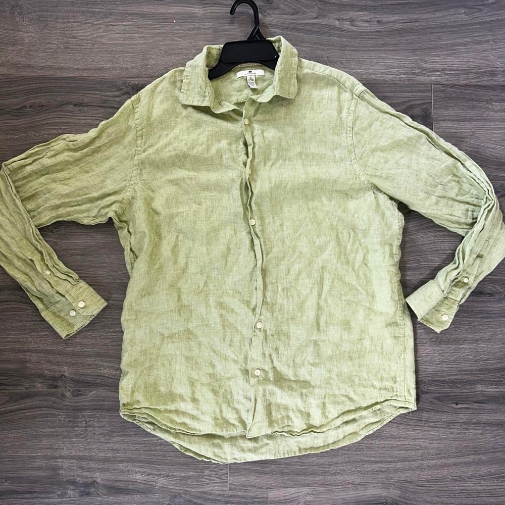 Banana Republic green 100% linen button-up shirt in XL